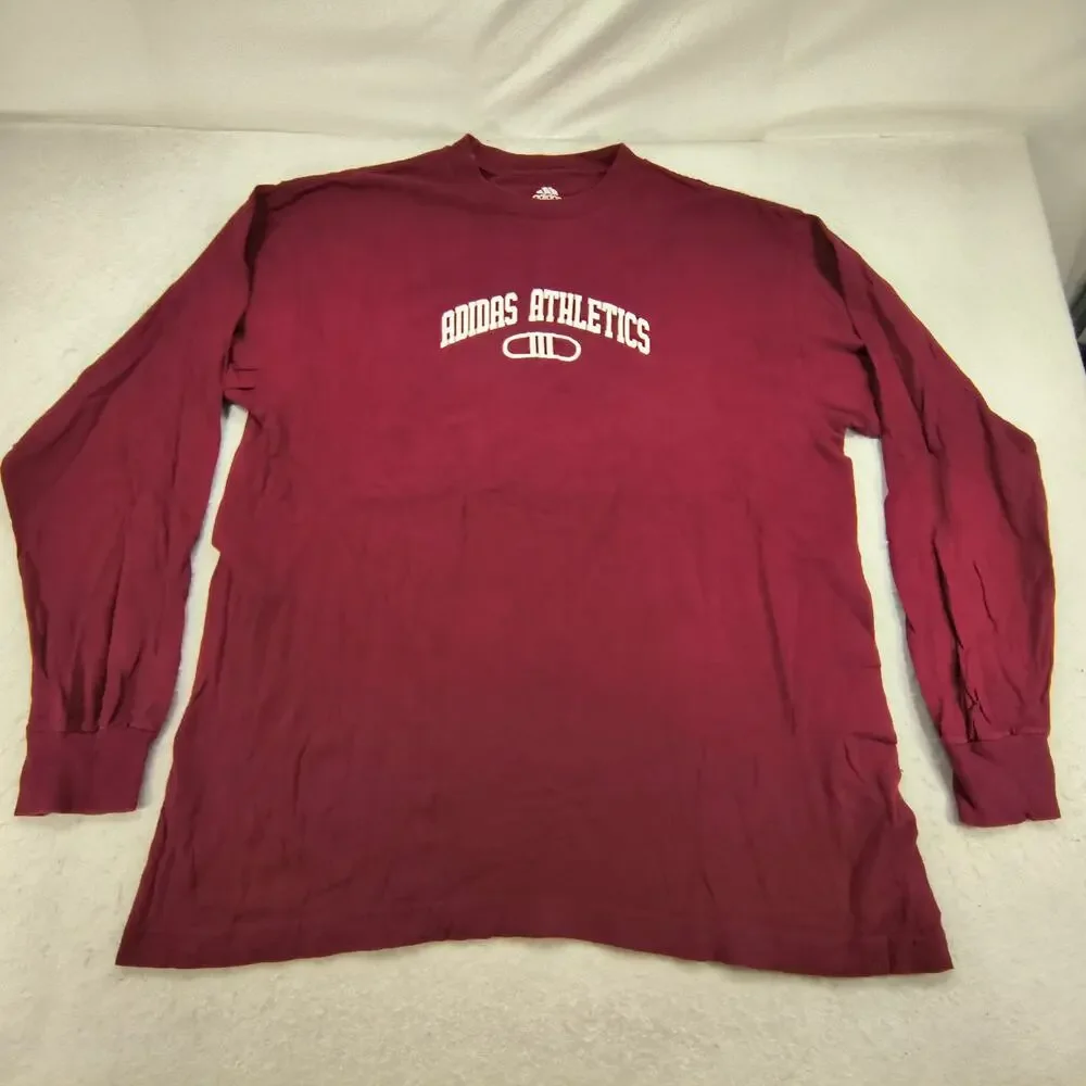 Adidas Athletics Graphic Crew Neck Long Sleeve T Shirt Mens Size Large L Red